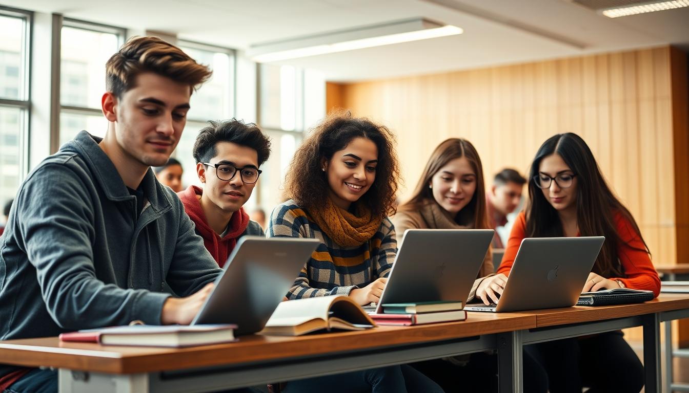 Student using a study guide to organize academic notes