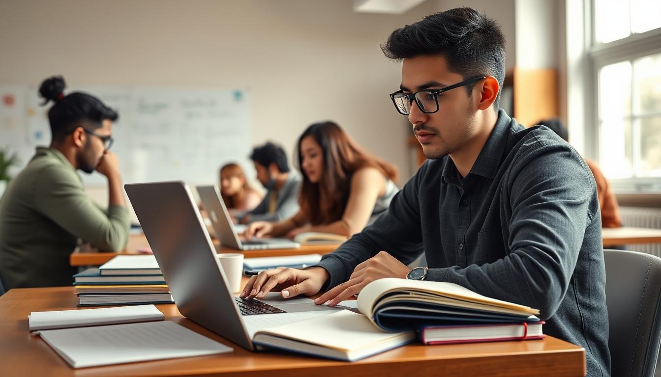 Structured study materials and learning resources on a desk