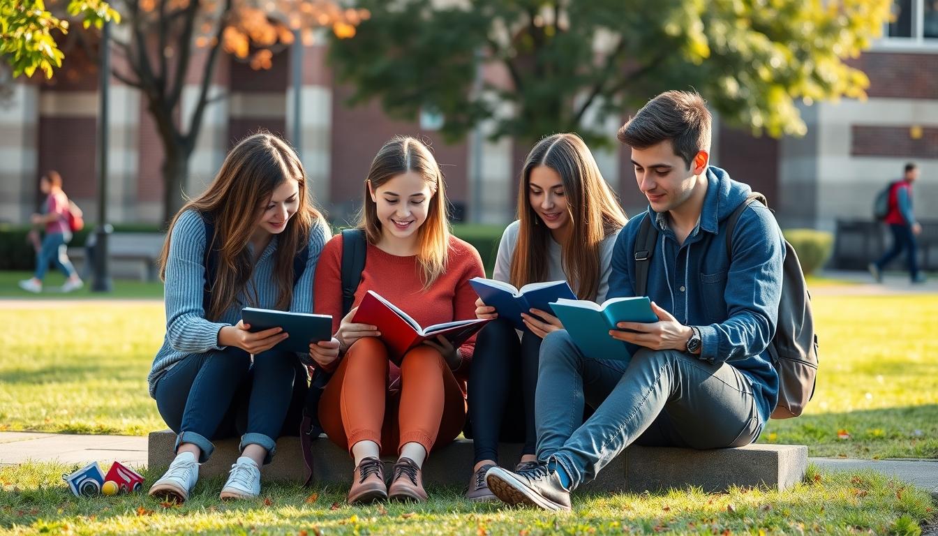 Student using learning strategies while studying